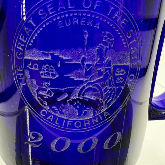 Vintage 2000 Libby Cobalt Blue Eureka State of California Mug - Picture 7 of 8
